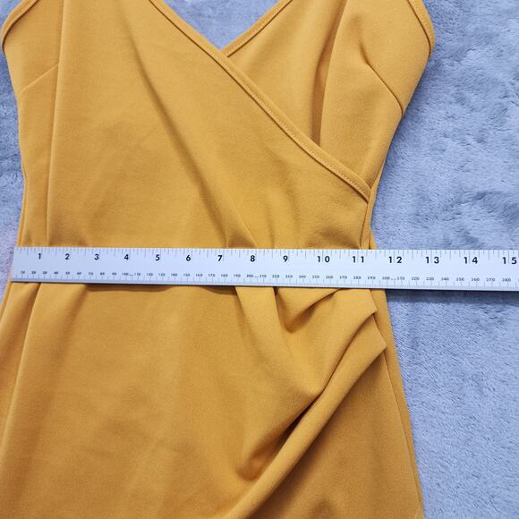 NEW Rue21 Dress Size M Yellow Faux Wrap Spaghetti Strap Mini Stretch Party - Picture 6 of 9